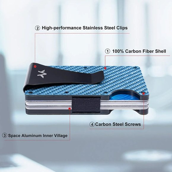 Carbon Fiber Wallet | RFID Blocking Aluminum Metal Wallet Money Clip - Picture 4 of 6